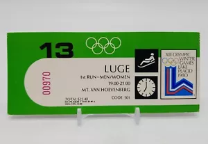 1980 Olympics LUGE Ticket Stub 1st Run Men & Women 19:00-21:00 MT VAN HOEVENBERG - Picture 1 of 4