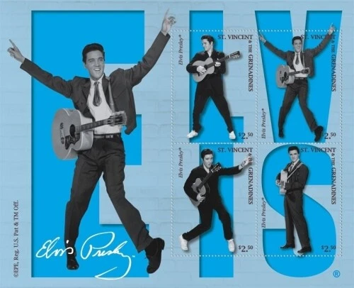 St. Vincent 2009 - Scott# 3670 - Elvis Presley, Guitar - Sheet of 4 Stamps - MNH - Image 1 of 1