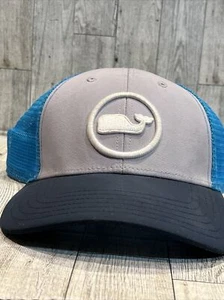 Vineyard Vines Embroidered Snapback Cap Cyan Gray Blue - Picture 1 of 9