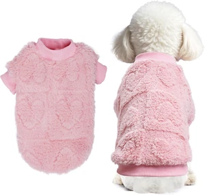 Dog Sweater Heart Puppy Sweaters for Small Dogs and Cats, Warm Soft Flannel Pet - Picture 1 of 7