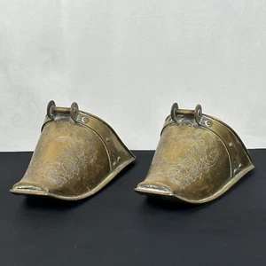 VTG Pair Brass Spanish Conquistador Horse Stirrups Floral Engravings EQUESTRIAN - Picture 1 of 13