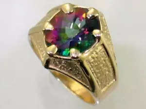 Anillo gótico para hombre de oro 10K, 14K o 18K, topacio de fuego místico, R234 - Imagen 1 de 6