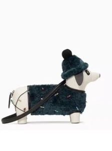 kate spade Claude bag dog Christmas lights dachshund puppy Novelty Purse - NWT - Picture 1 of 8