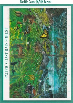 Scott #CP596 (3378) Pacific Coast Rain Forest Commemorative Panel Stamp Sheet - Image 1 of 2