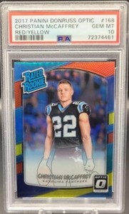 2017 Panini Donruss Optic Rated Rookie Red/yellow Christian McCaffrey GM MT 10
