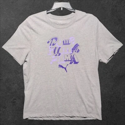 Camiseta para hombre Puma Font gráfica cuello redondo manga corta gris claro jaspeado 2XL Foto 1 de 2