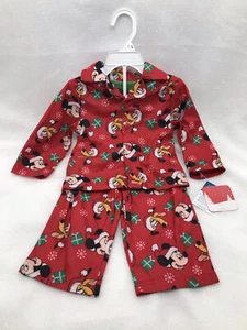 Disney Baby Mickey Mouse Christmas Pajama 2 Piece Set Size 18M Pluto Dog NEW - Picture 1 of 7