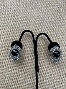 Sterling Silver Marcasite & Onyx Judith Jack Earrings - Picture 1 of 4