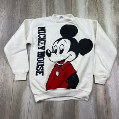 Sudadera DE COLECCIÓN Walt Disney Mickey Mouse Grande Blanca Doble Cara Juvenil Años 80 Foto 1 de 4
