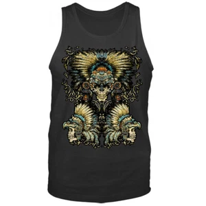 Camiseta sin mangas con gráfico nativo americano calaveras aztecas - Imagen 1 de 8