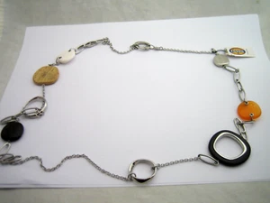 JOYERÍA FÓSIL DAMAS ACERO INOXIDABLE MADERA COLLAR JF84097040 NUEVO CON ETIQUETAS - Imagen 1 de 5