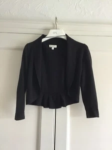 Womens Monsoon black cotton 3/4 sleeve bolero with bow back-size S - Picture 1 of 4