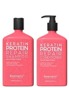 Beamarry Keratin Protein Repair Shampoo & Conditioner Duo 380m Hair repair +PUMP - Picture 1 of 13