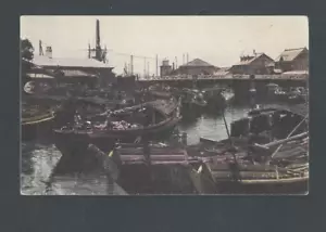 Post Card Ca 1910 Yokohama Japan Bridge & Hundreds Of Boats On The River - Picture 1 of 1