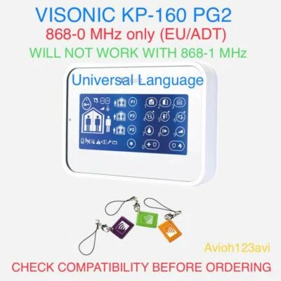 Visonic KP-160 White Touch Screen Keypad Proximity Reader PowerMaster Alarm  - Image 1 of 4