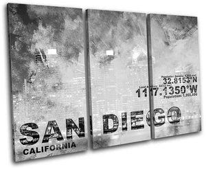 San Diego CA USA City Typography TREBLE CANVAS WALL ART Picture Print VA - Picture 1 of 1