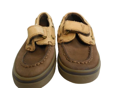 Sperry Top Sider Toddler Leather Boat Shoes Size 6M Brown/Tan Hook and Loop - Image 1 of 4