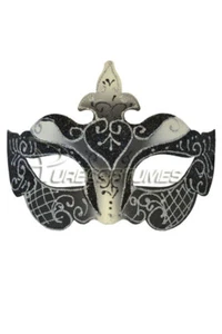 Mardi Gras Masquerade Colombina Fleur Venetian Mask (Black/Silver) - Picture 1 of 1