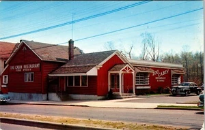 BRIDGEPORT CONNECTICUT ROADSIDE LOG CABIN RESTAURANT VINTAGE POSTCARD - Picture 1 of 2