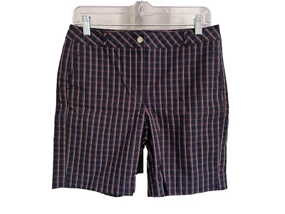 Cutter & Buck Size 4 Navy Blue Plaid Shorts - Image 1 of 4