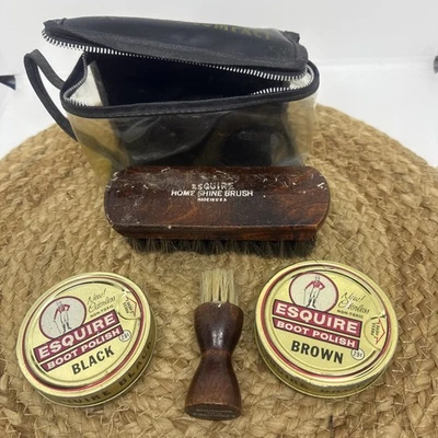 VINTAGE Esquire Shine Compacto SHOE SHINE Kit Cabello de Caballo.   Empire Polish Foto 1 de 4