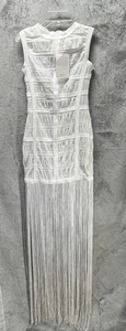 Vestido Mew Mews Statement S Blanco Flecos Aleta Body Con Excelente Gatsby Años 20 Nuevo con Etiquetas - Imagen 1 de 5