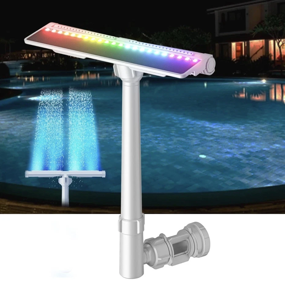 Fonte solar para piscina cachoeira com luzes - 7 cores 10 modos de luz - Nova! - Imagem 1 de 4