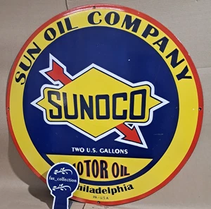 Sunoco Motor Oil porcelain Enamel Sign  30 x 30 Inches 1 Sided - Picture 1 of 8