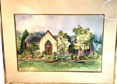 Hermosa Pintura Original Acuarela Por Lorna Berlín Lg Piedra Hogar Paisaje Foto 1 de 4