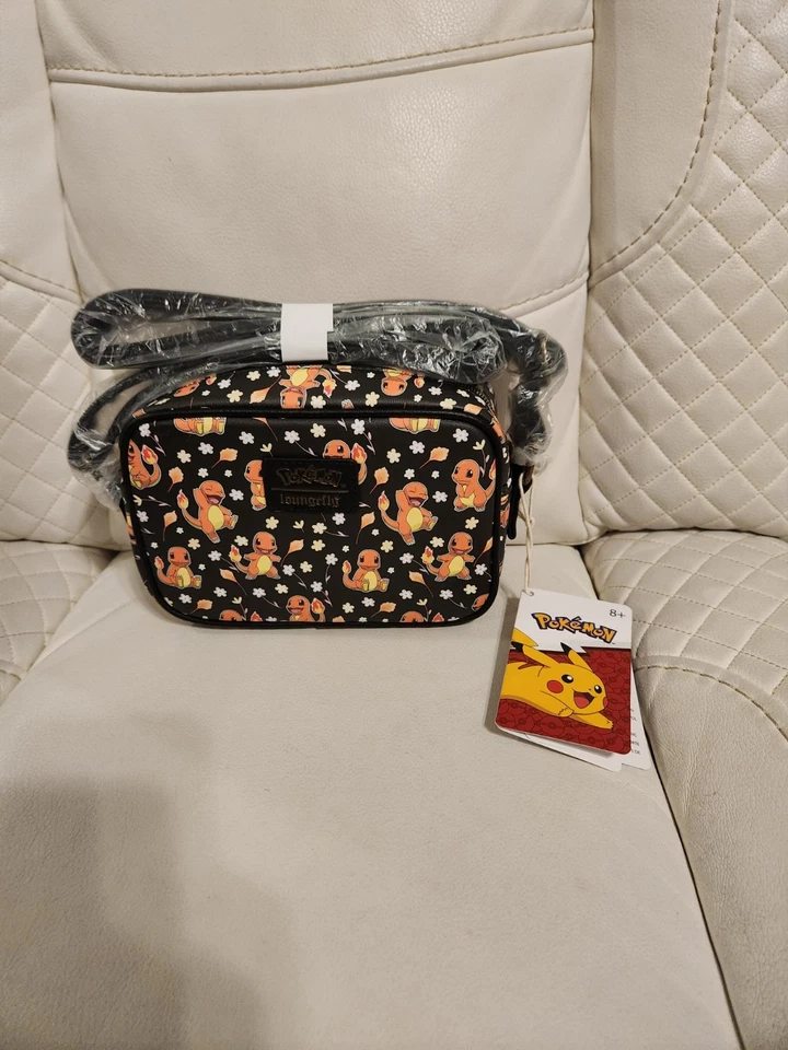 Loungefly Pokemon Charmander Black Floral Crossbody Camera Bag NWT - Image 1 of 2
