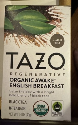 Tazo Regenerative ORGANIC AWAKE® CAFÉ DA MANHÃ INGLÊS - 16 saquinhos de chá cada - Imagem 1 de 4
