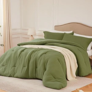 Full Comforter Sets OliveGreen,3PCS Soft Lightweight Breathable Bedding Comfo... - Picture 1 of 7