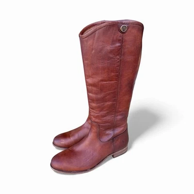 Frye Melissa Button Chestnut Brown Leather Tall Equestrian Riding Boots 10 B - Image 1 of 4