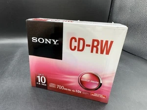 Sony CD-RW Pack Of 10 Brand New Sealed Blank Media Compact Discs - Rewritable - Afbeelding 1 van 5