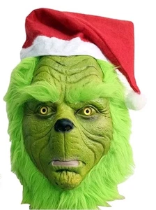 Der Grinch Vollkopf Latex Maske Hut Erwachsenen Kostüm Weihnachten Halloween Kostüm - Bild 1 von 1