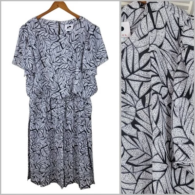 Vintage 80s Shirt Dress Plus 22 24 26 Midi Grunge Secretary Alt Pleated Skirt 3X - Image 1 of 4