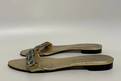Vtg Dolce & Gabbana Gold Crystal Sandals 38 - Image 1 of 4