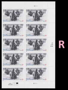 US 3803 Korean War Veterans Memorial 37c plate block 10 R MNH 2003 - Picture 1 of 1