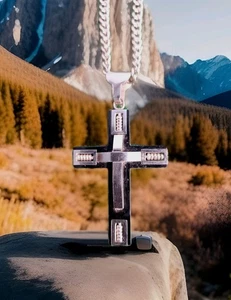 Kreuz Anhänger Halskette für Wen Edelstahl Silber 24 Zoll Kostenloser Versand - Bild 1 von 8