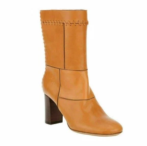BOTAS CHLOE CUERO MARRÓN TOSTADO RETAZOS DETALLES PESPUNTES LÁTIGO $985 talla 39.5 9 - Imagen 1 de 4