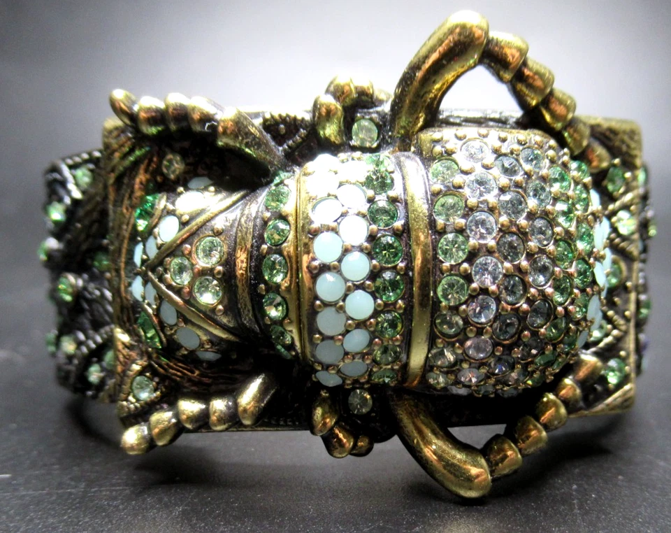 HEIDI DAUS Gorgeous Green Crystal Scarab Hidden Watch Bracelet - Image 1 of 4