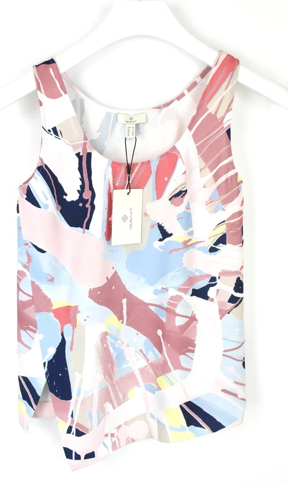 GANT Asymmetric Spin Art Print T-Shirt Women's UK 8 Sleeveless Round Neck - Imagem 1 de 4