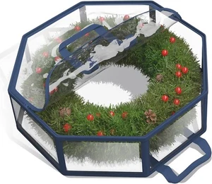 Wreath Storage Container - Clear Christmas Wreath Storage Bag, Dual Zipper and H - Picture 1 of 9