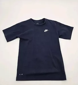 Nike Shirt Boys Size Medium Crew Neck Navy Blue Cotton Tee Youth The Nike TEE - Picture 1 of 15