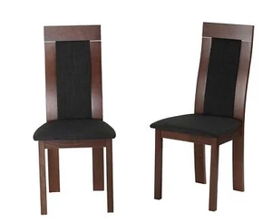 Tia Walnut Finish Dining Chair in Charcoal Fabric, Set of 2, Brown - Picture 1 of 9