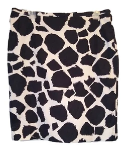 Loft Skirt Womens Size 6 Black Ivory Animal Print Cotton Pencil Skirt - Picture 1 of 2