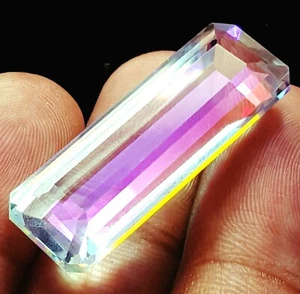 Mystic Quartz Rainbow Color 27.15 Ct Loose Gemstone Certified Emerald Shape - Picture 1 of 6