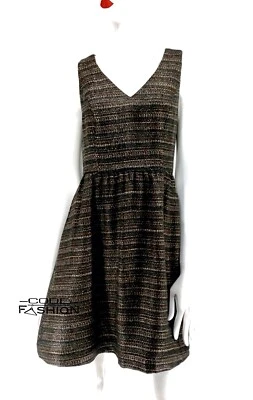 Vestido de fiesta Anthropologie Moulinette Soeurs dorado metálico tweed talla 4 cóctel  Foto 1 de 4