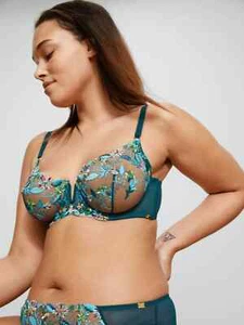 Plunge Bra Teal Blue 30D Underwired  Embroidery Non-Padded AND/OR Peyton - Picture 1 of 5