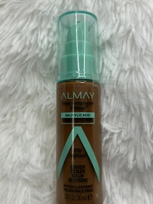 ALMAY  Clear Complexion Acne FOUNDATION MAKEUP / Sensitive Skin  910 Mocha  1 oz - Image 1 of 2
